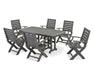 POLYWOOD Signature Folding Chair 7-Piece Dining Set in Slate Grey image