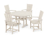 POLYWOOD Quattro 5-Piece Round Dining Set with Trestle Legs in Sand image