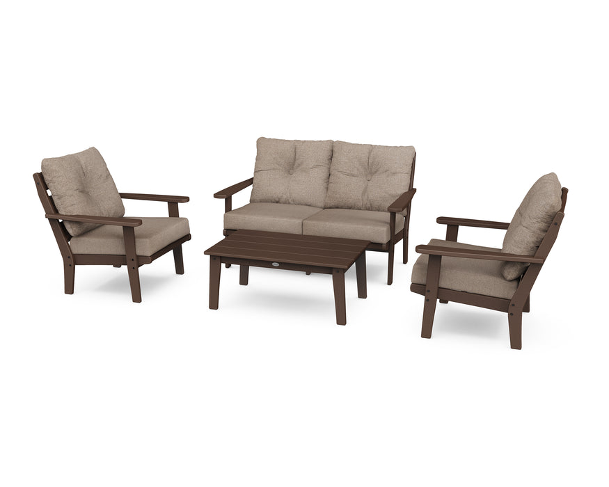 POLYWOOD Lakeside 4-Piece Deep Seating Set in Mahogany / Spiced Burlap image