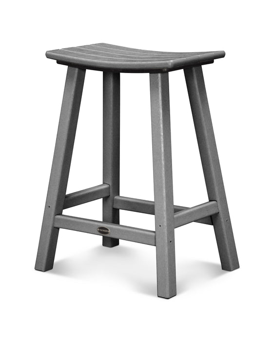 POLYWOOD Traditional 24" Saddle Counter Stool in Slate Grey image