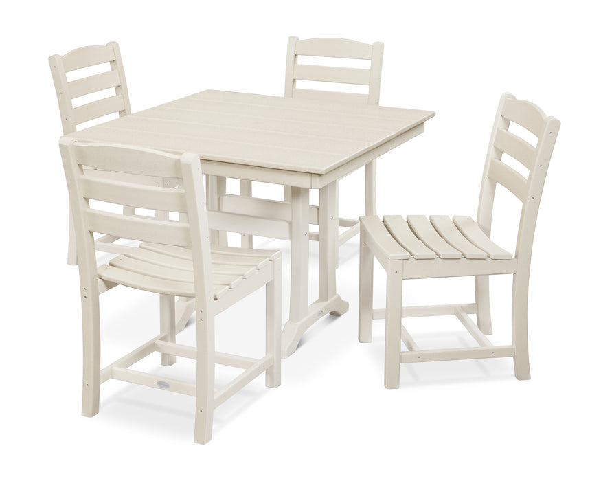 POLYWOOD La Casa Cafe 5-Piece Farmhouse Trestle Side Chair Dining Set in Sand