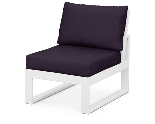 POLYWOOD Modular Armless Chair in White / Navy Linen image