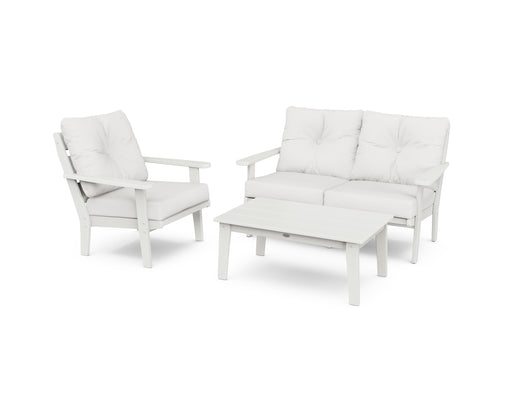 POLYWOOD Lakeside 3-Piece Deep Seating Set in Vintage White / Natural Linen image