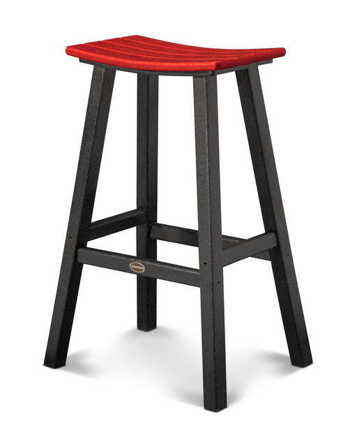 POLYWOOD Contempo 30" Saddle Bar Stool in Black / Sunset Red image