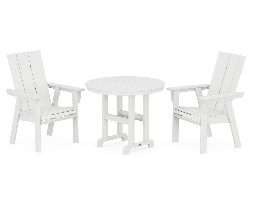 POLYWOOD Modern Adirondack 3-Piece Round Dining Set in White