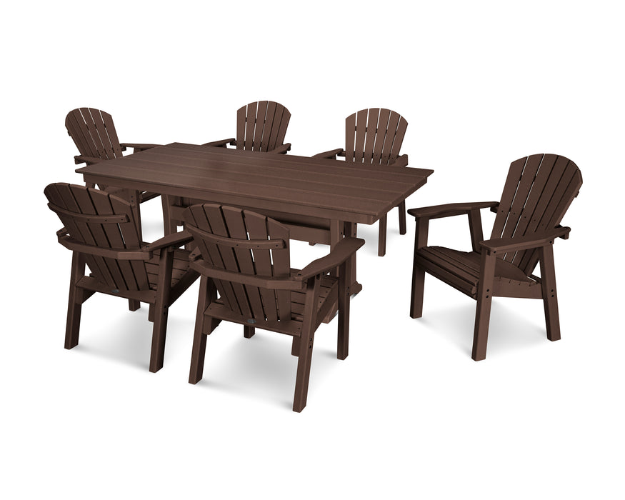 POLYWOOD 7 Piece Seashell Dining Set in Mahogany