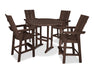 POLYWOOD Modern Curveback Adirondack 5-Piece Nautical Trestle Bar Set in Mahogany image