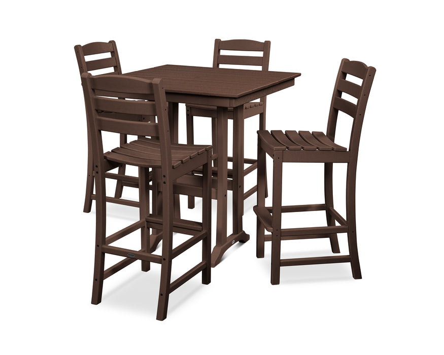 POLYWOOD La Casa Cafe 5-Piece Farmhouse Trestle Bar Set in Mahogany image