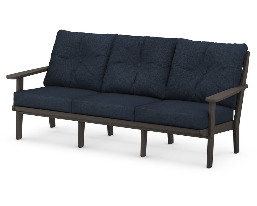 POLYWOOD Lakeside Deep Seating Sofa in Vintage Coffee / Marine Indigo
