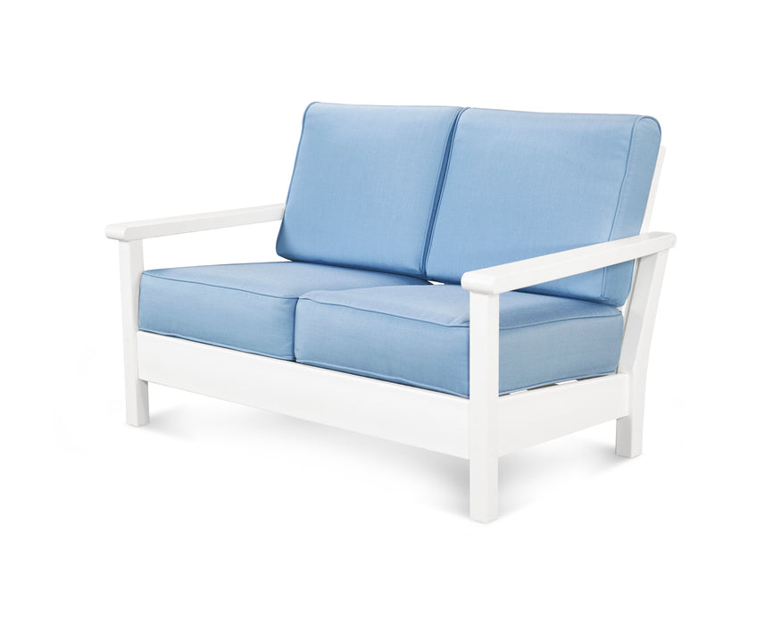 POLYWOOD Harbour Deep Seating Loveseat in White / Air Blue