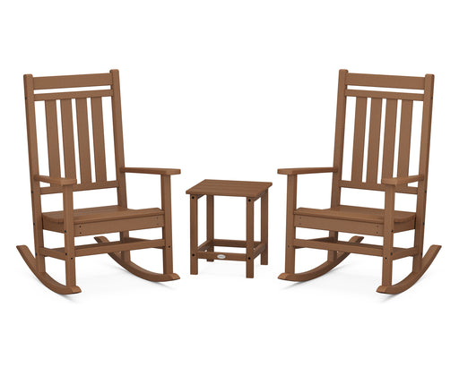 POLYWOOD Estate 3-Piece Rocking Chair Set with Long Island 18" Side Table in Teak image