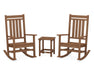 POLYWOOD Estate 3-Piece Rocking Chair Set with Long Island 18" Side Table in Teak image