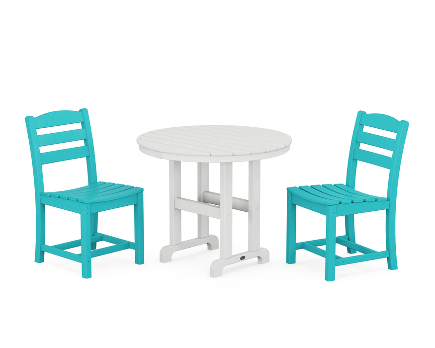 POLYWOOD La Casa Cafe Side Chair 3-Piece Round Dining Set in Aruba