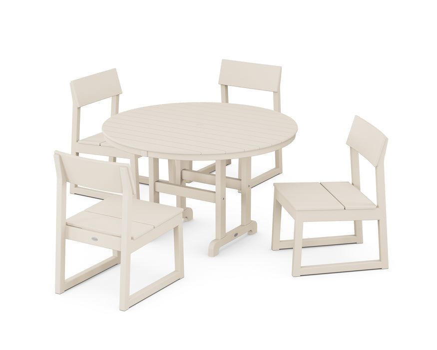 POLYWOOD EDGE Side Chair 5-Piece Round Farmhouse Dining Set in Sand image