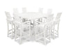 POLYWOOD Modern Adirondack 9-Piece Farmhouse Trestle Bar Set in White image