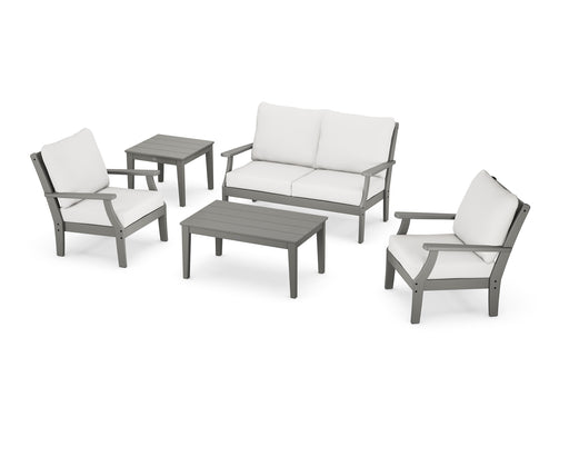 POLYWOOD Braxton 5-Piece Deep Seating Set in Slate Grey / Natural Linen image