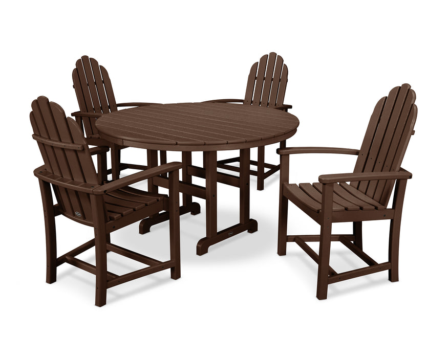 POLYWOOD Classic Adirondack 5-Piece Round Farmhouse Dining Set in Mahogany image