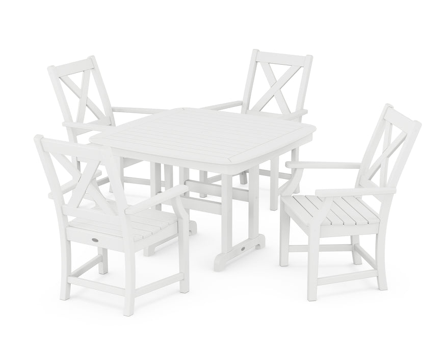 POLYWOOD Braxton 5-Piece Dining Set with Trestle Legs in White