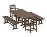 POLYWOOD La Casa Cafe 5-Piece Farmhouse Dining Set with Benches in Mahogany image