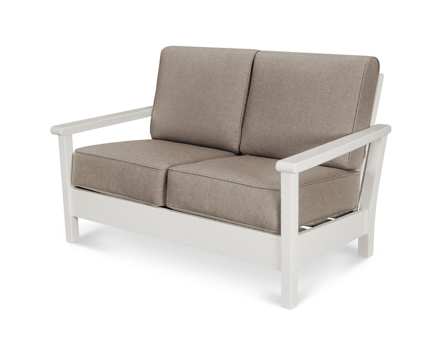 POLYWOOD Harbour Deep Seating Loveseat in Vintage White / Sancy Shale image