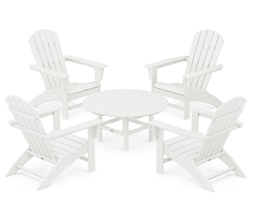 POLYWOOD Nautical 5-Piece Adirondack Chair Conversation Set in Vintage White image