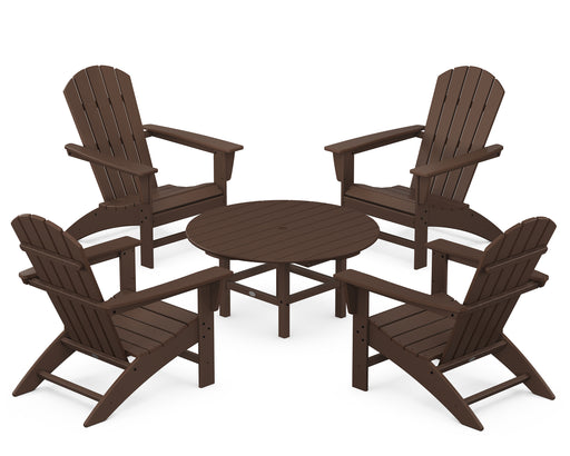 POLYWOOD Nautical 5-Piece Adirondack Chair Conversation Set in Mahogany image