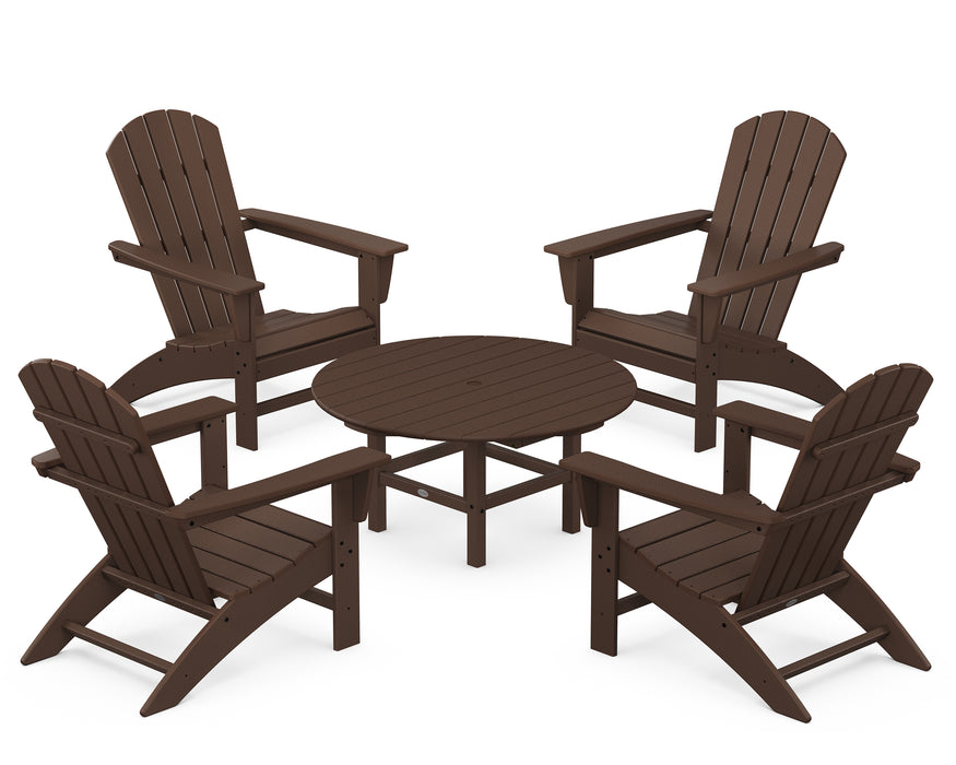 POLYWOOD Nautical 5-Piece Adirondack Chair Conversation Set in Mahogany image