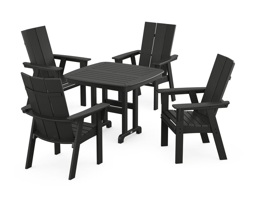 POLYWOOD Modern Curveback Adirondack 5-Piece Dining Set in Black