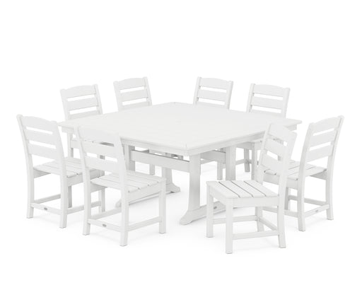 POLYWOOD Lakeside 9-Piece Nautical Trestle Dining Set in White image