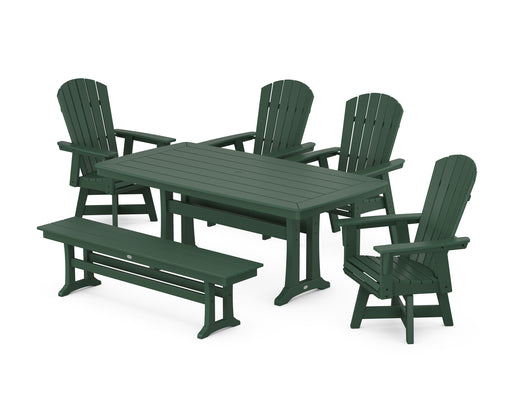 POLYWOOD Nautical Adirondack Swivel 6-Piece Dining Set with Trestle Legs in Green image