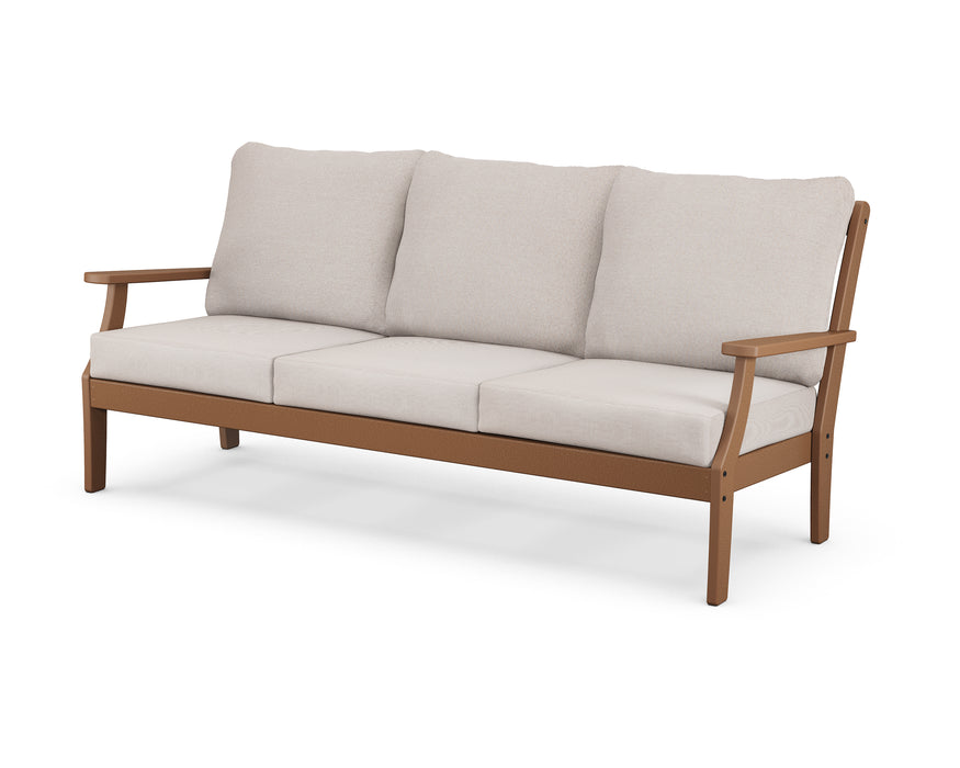 POLYWOOD Braxton Deep Seating Sofa in Teak / Dune Burlap image