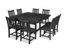 POLYWOOD Traditional Garden 9-Piece Nautical Trestle Dining Set in Black image