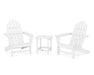 POLYWOOD Classic Adirondack 3-Piece Set with South Beach 18" Side Table in White image