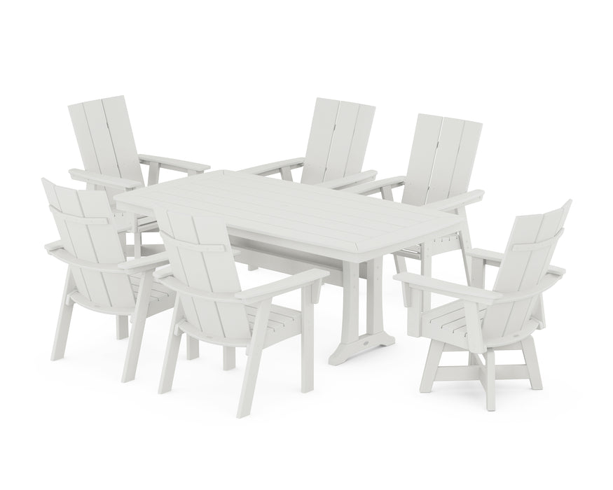 POLYWOOD Modern Adirondack 7-Piece Dining Set with Trestle Legs in Vintage White