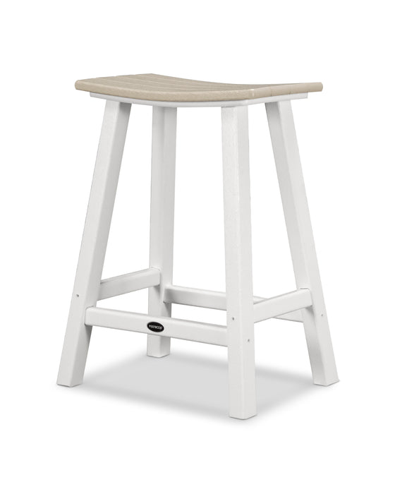 POLYWOOD Contempo 24" Saddle Counter Stool in White / Sand image