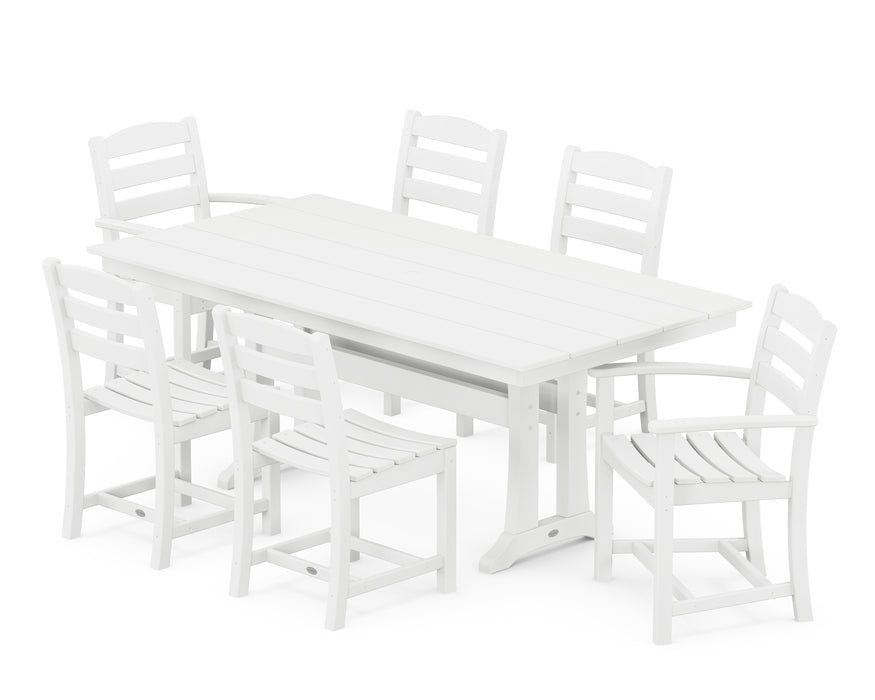 POLYWOOD La Casa Cafe 7-Piece Farmhouse Trestle Dining Set in White image