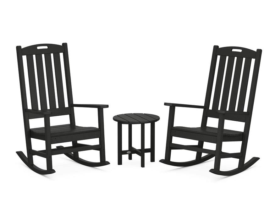 POLYWOOD Nautical 3-Piece Porch Rocking Chair Set in Black image