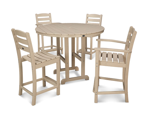 POLYWOOD La Casa Cafe 5-Piece Round Farmhouse Counter Dining Set in Sand image