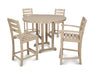 POLYWOOD La Casa Cafe 5-Piece Round Farmhouse Counter Dining Set in Sand image