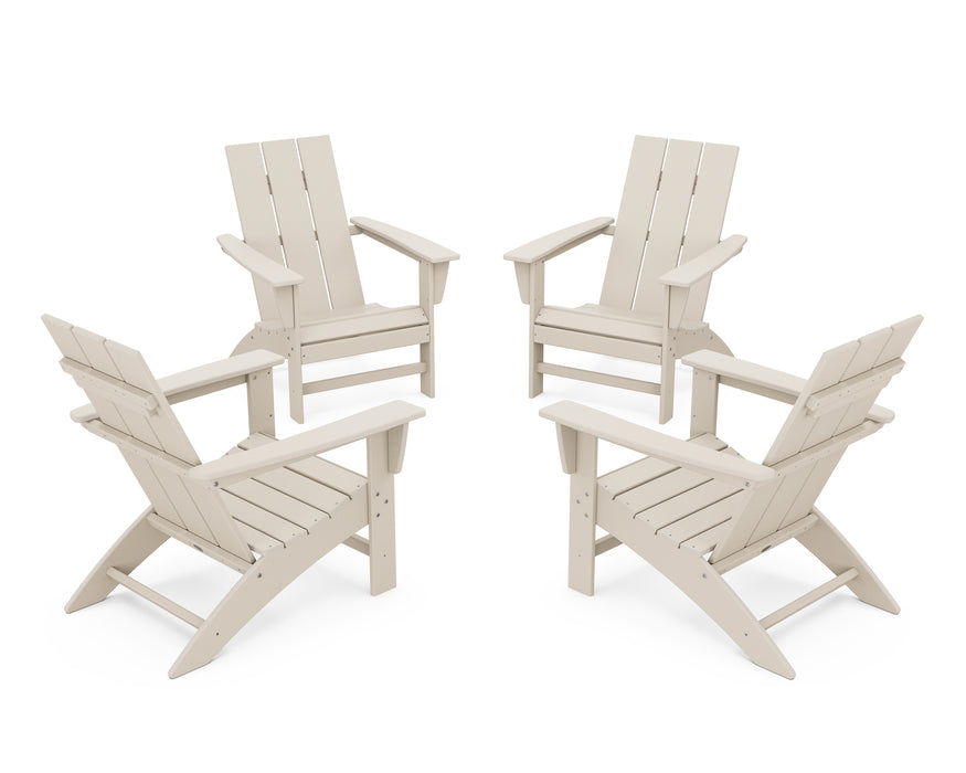 POLYWOOD 4-Piece Modern Adirondack Chair Conversation Set in Sand