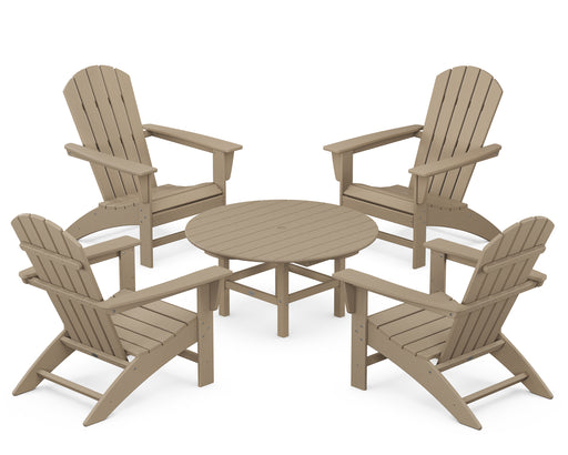 POLYWOOD Nautical 5-Piece Adirondack Chair Conversation Set in Vintage Sahara image