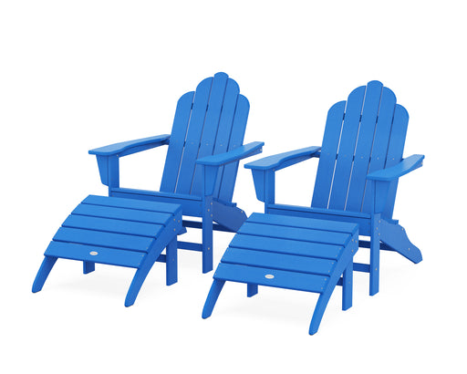 POLYWOOD Long Island Adirondack Chair 4-Piece Set with Ottomans in Pacific Blue image