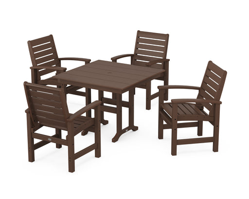 POLYWOOD Signature 5-Piece Farmhouse Dining Set in Mahogany image