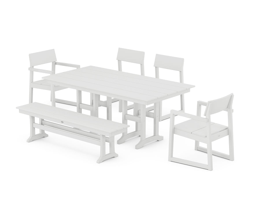 POLYWOOD EDGE 6-Piece Farmhouse Dining Set in White image