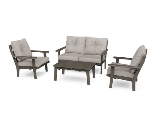 POLYWOOD Lakeside 4-Piece Deep Seating Set in Vintage Coffee / Weathered Tweed image