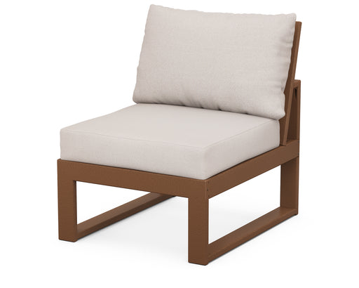 POLYWOOD Modular Armless Chair in Teak / Dune Burlap image