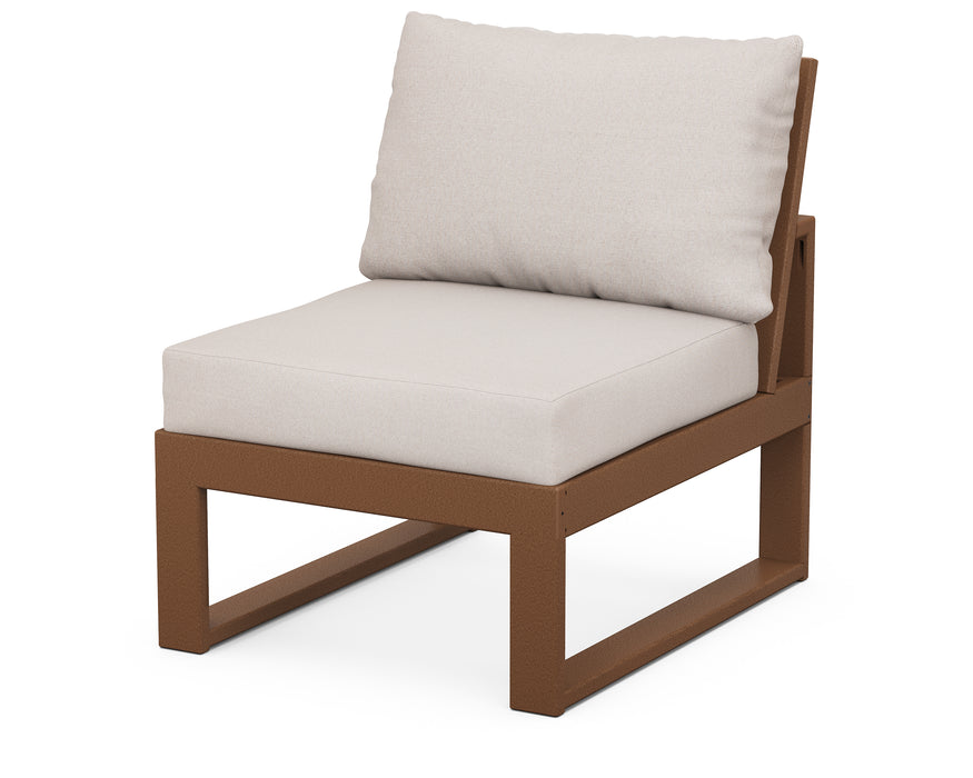 POLYWOOD Modular Armless Chair in Teak / Dune Burlap