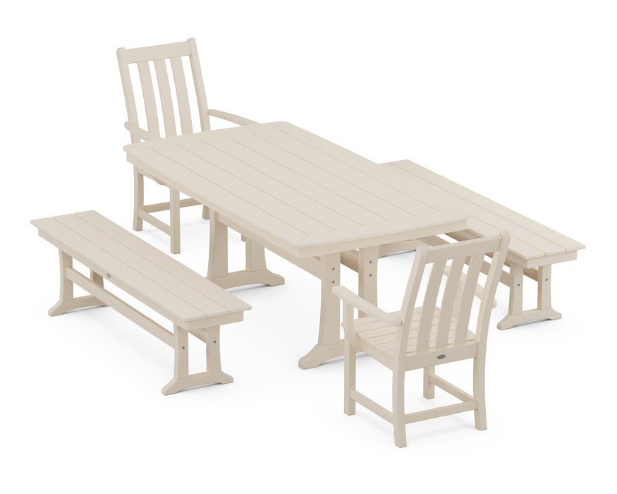 POLYWOOD Vineyard 5-Piece Dining Set with Trestle Legs in Sand