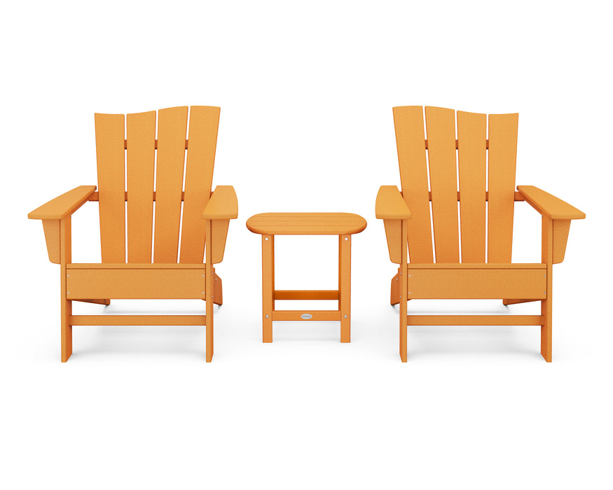 POLYWOOD Wave 3-Piece Adirondack Chair Set in Tangerine