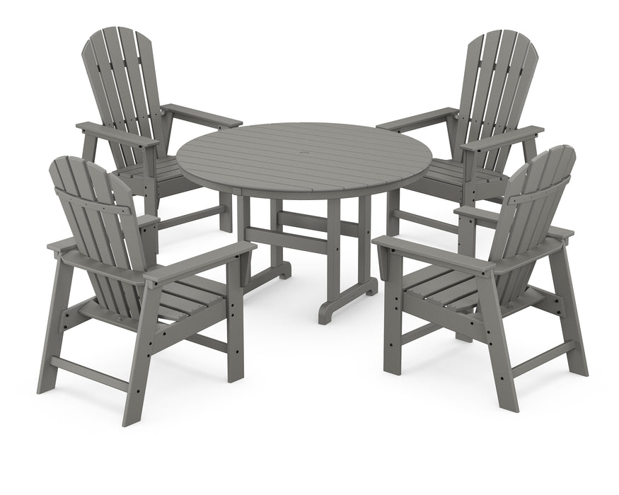 POLYWOOD South Beach 5-Piece Round Farmhouse Dining Set in Slate Grey image